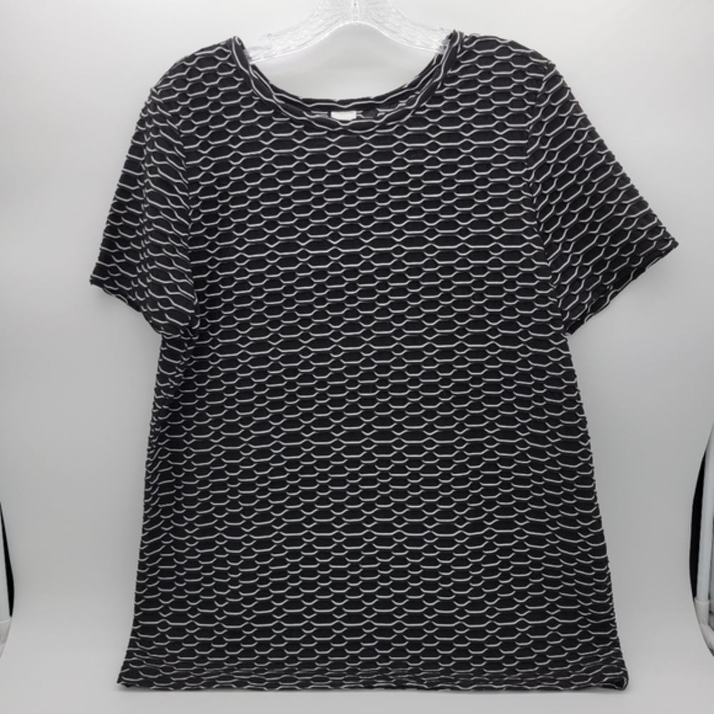 East 5th‎ Short Sleeve Black and White Blouse Size L